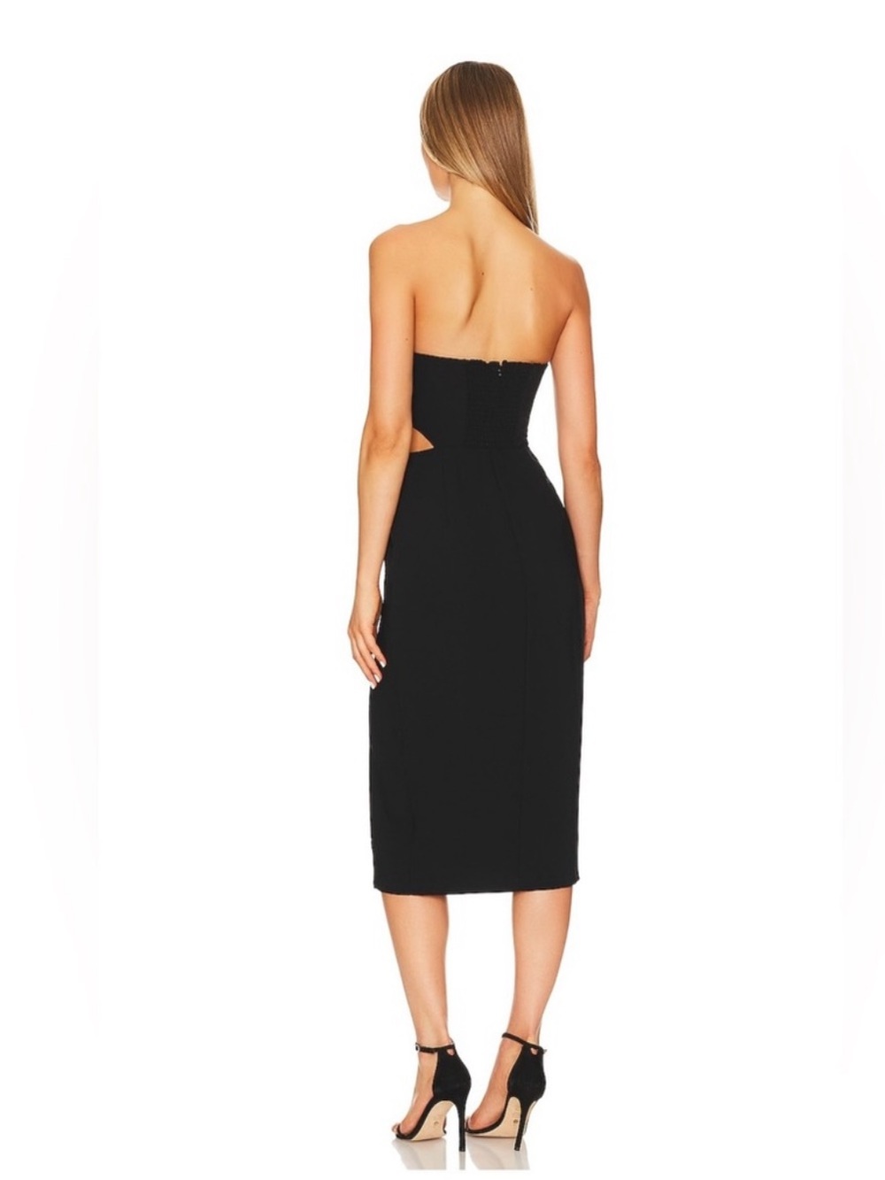 Amanda Uprichard Black Strapless Kloss Midi Dress with Thigh Slit - Picture 3 of 10